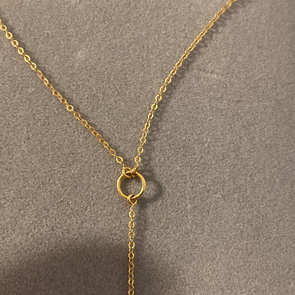 14k solid yellow gold Y necklace 18” -20” adjustable - Picture 3 of 10